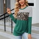thumbnail image 2 of Blusa con nudo torcido Ticfox estampado de leopardo verde oscuro manga larga XXL, 2 of 5