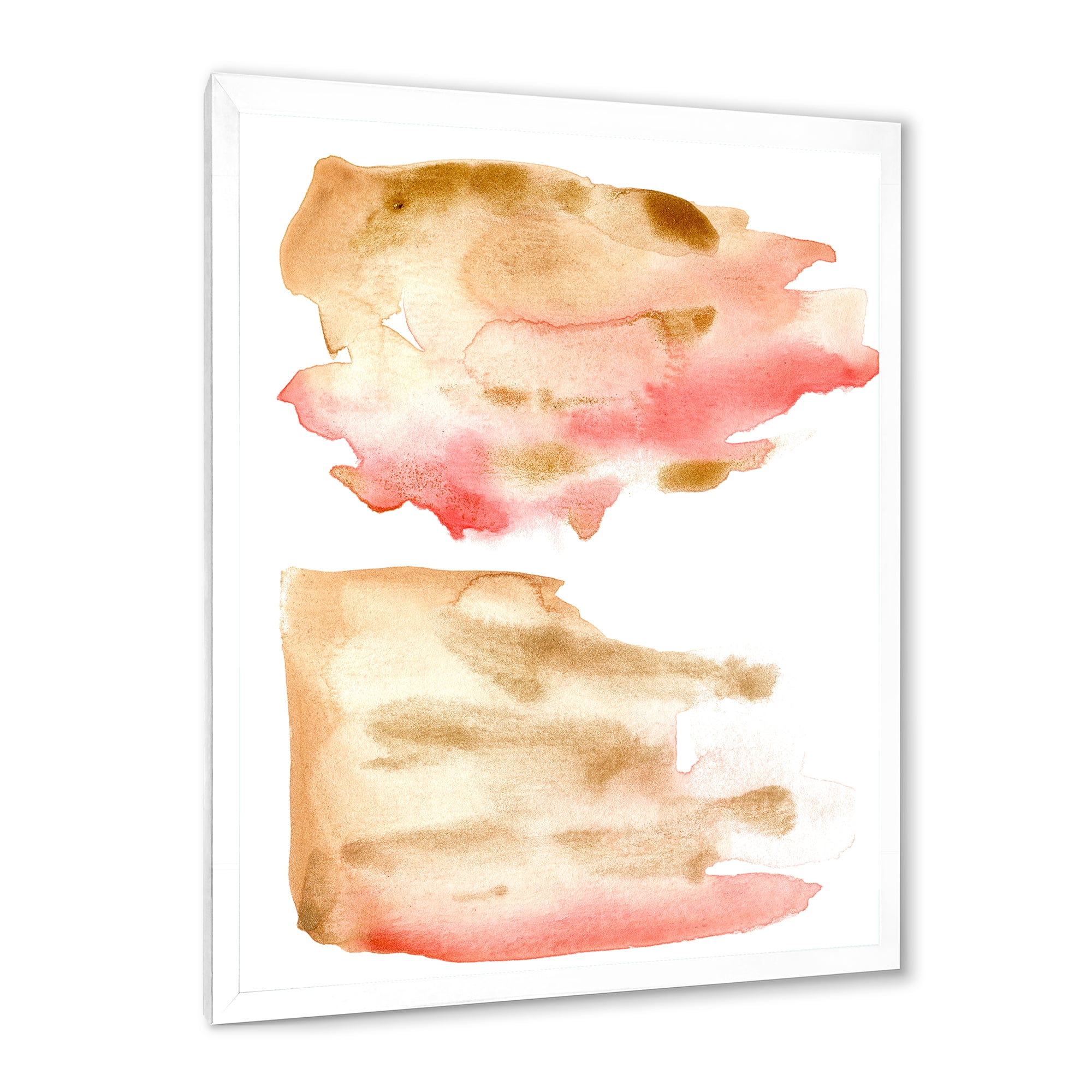 Designart 'Red Pink Gold and Beige Abstract Clouds' Modern Framed Art Print