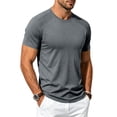 thumbnail image 5 of Mens Athletic Quick Dry T Shirt Short Sleeve Breathable Gym Workout Tee Top for Exercise Training Running Sports Active Wear Dark Gray XL, 5 of 7