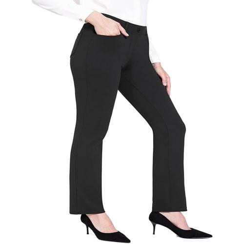 Womens Stretchy High Waisted Pants Trendy Pleated Business Work Trousers  with Pockets Straight Leg Dress Pant : : Clothing, Shoes 