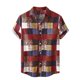 thumbnail image 1 of Lars Amadeus Camisas a cuadros hawaianas de manga corta con bloques de color para la playa de verano para hombre rojo XXL Unique Bargains Camisas, 1 of 6