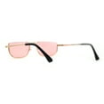 thumbnail image 4 of Womens Classy 90s Fashion Exposed Lens Rectangle Metal Rim Sunglasses Gold Pink, 4 of 4