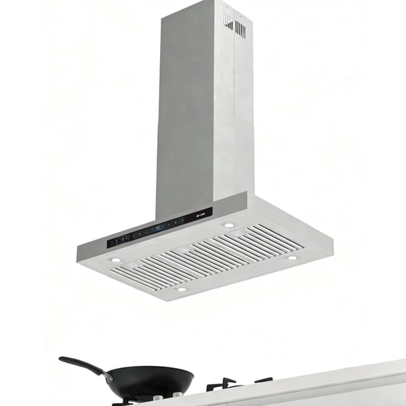 BRANO 30-inch Island Range Hood with Ducted/Ductless Option, 900 CFM, Smart Voice/Gesture/Touch Control - Stainless Steel