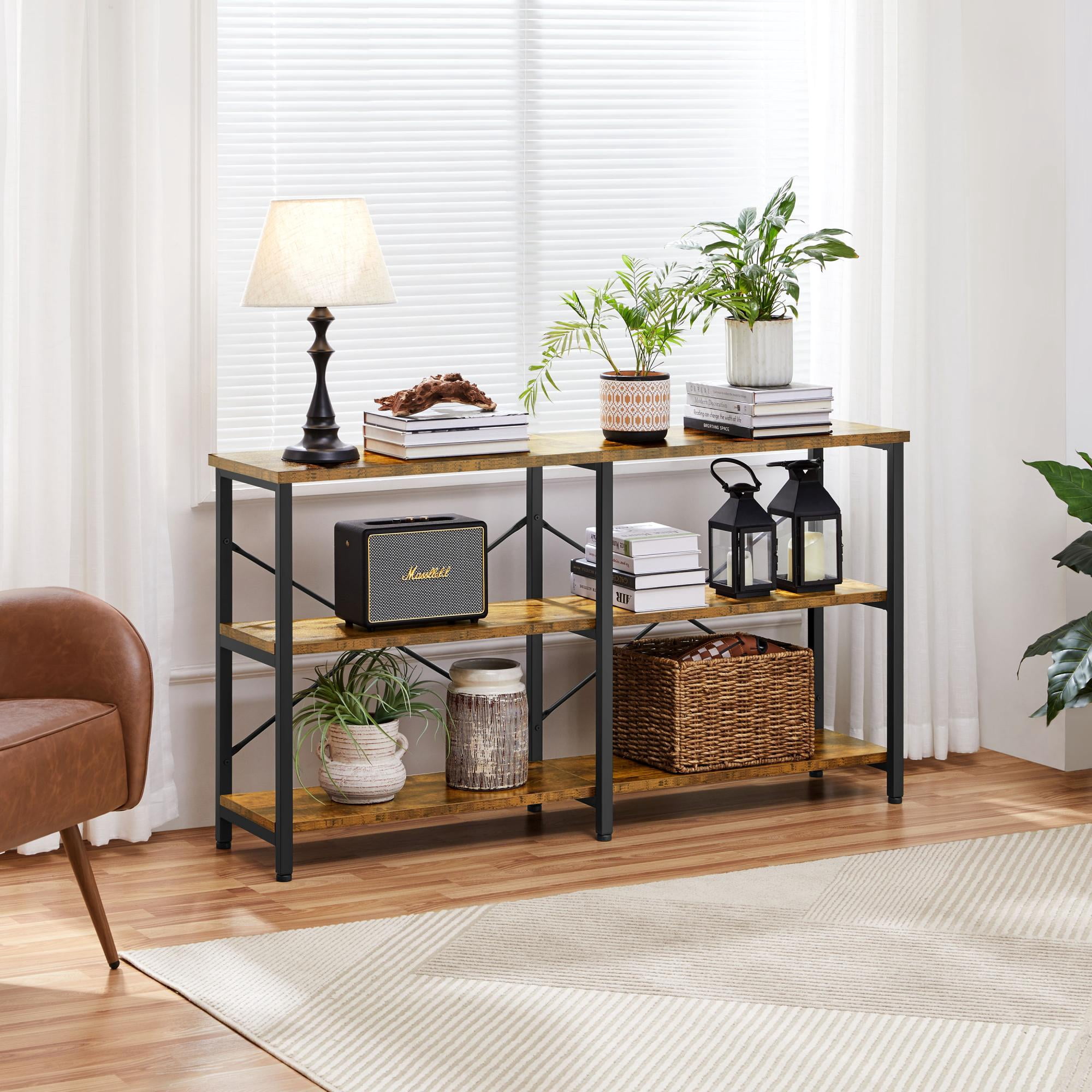 Renwick 55 inch 3-Tier Industrial Console Table, Multiple Colors