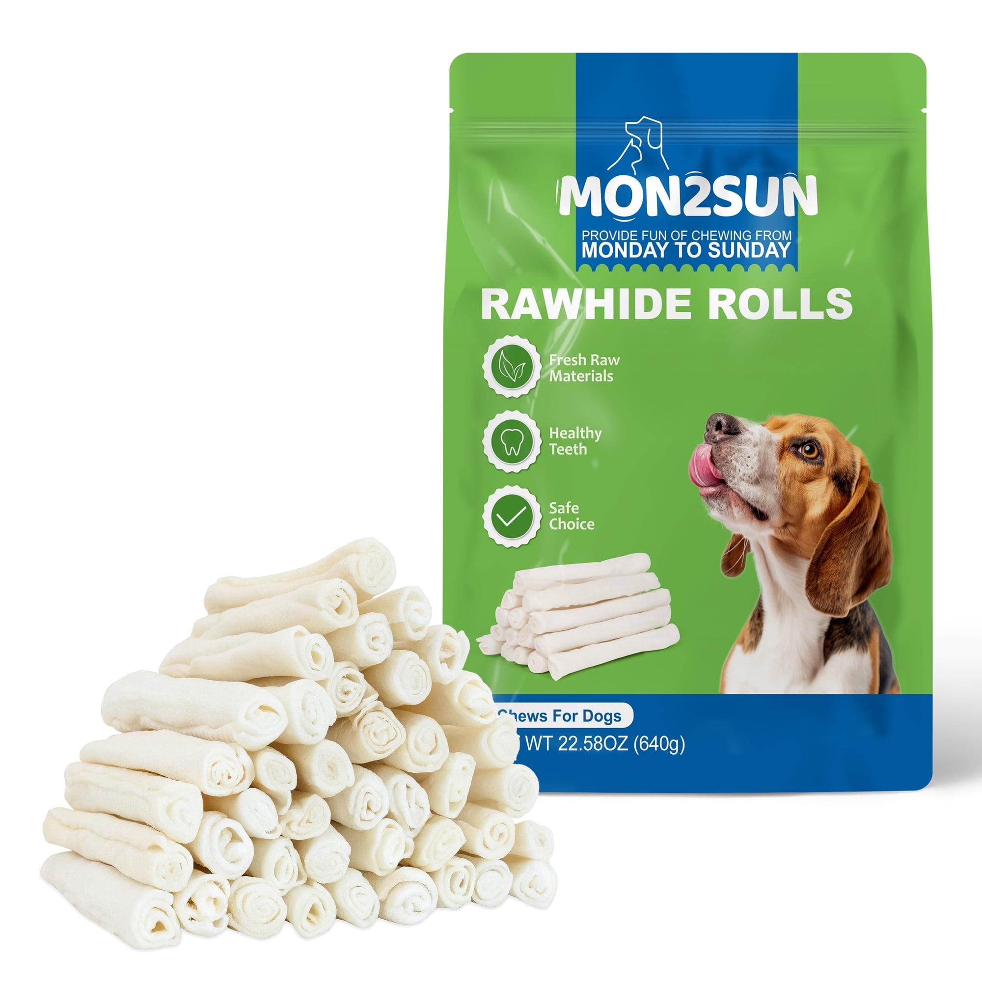 MON2SUN Rawhide Roll Sticks Small Dog Treats, 22.58 oz (40 Count)