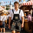 thumbnail image 2 of BOOMNY Oktoberfest Mens Short Bib Overalls Wide Leg Short Jumpsuits for Men Loose Fit Elastic Waist Drawstring Embroidery Casual Shortalls With Pocket, 2 of 4