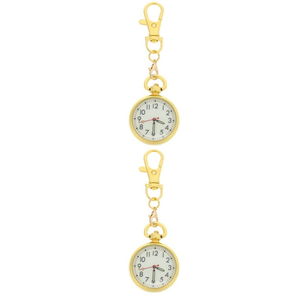 2 Pieces Nurse Watch Student Night Keychain Pocket Buckle Bag Golden