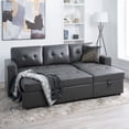 thumbnail image 3 of Laura Dark Gray Leather Sleeper Sofa with USB & Pull Out Sofa Bed, 3 of 11