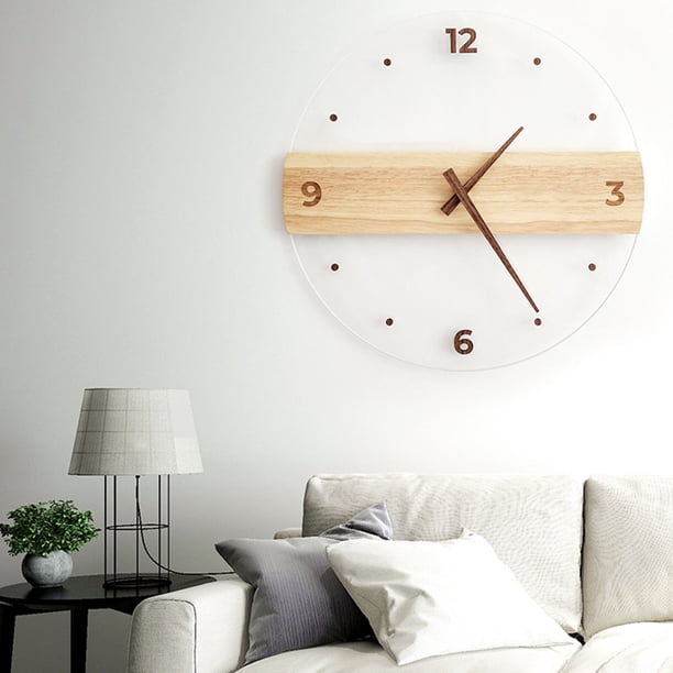 Mouvement Quartz Précis Horloge Murale Bois 30CM Silencieuse - Design Moderne Ronde, Facile à Lire Pour Chambre, Cuisine Et Salon (Noir