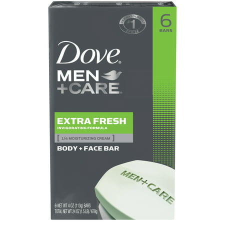 Dove Men+Care Body and Face Bar Extra Fresh 4 oz, 6 (Best Soap For Dry Face)