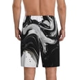 thumbnail image 2 of Balery Fluid Black White Paint Swirls Men's Cotton Knit Pajama Shorts Waistband & Pockets,Short Pajama Pants-Medium, 2 of 8