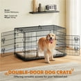 thumbnail image 1 of Yaheetech 42" Foldable Metal Dog Crate with 2 Doors and Pull Out Tray, Black, 1 of 7