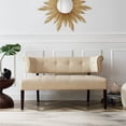 thumbnail image 2 of Addilynn Rectangular Bench Beige Linen Upholstered Button Tufted, 2 of 10
