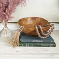 thumbnail image 2 of DecMode Handmade Round Long Frosted Beaded Pink Glass Garland with Tassel with Knotted Brown Jute, 2 of 11