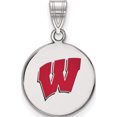 thumbnail image 1 of Sterling Silver Ss Rh-P Logoart University Of Wisconsin Medium Enamel Disc Pendant (22 X 15) Made In United States ss040uwi, 1 of 5