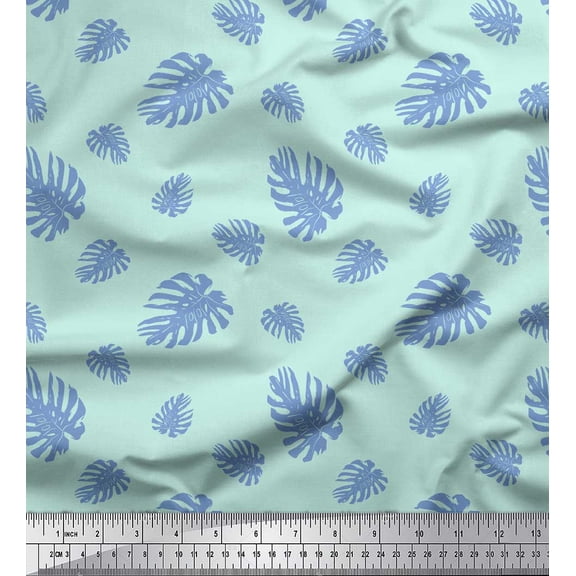 Soimoi Green Cotton Duck Fabric Monstera Leaves Fabric Prints By Yard 42 Inch Wide