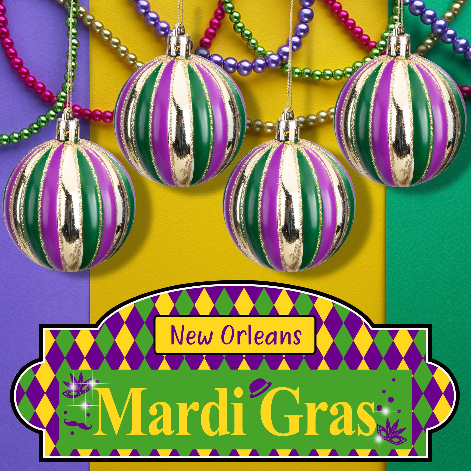 100mm Mardi Gras Polka Dot Ornament (HG1048)