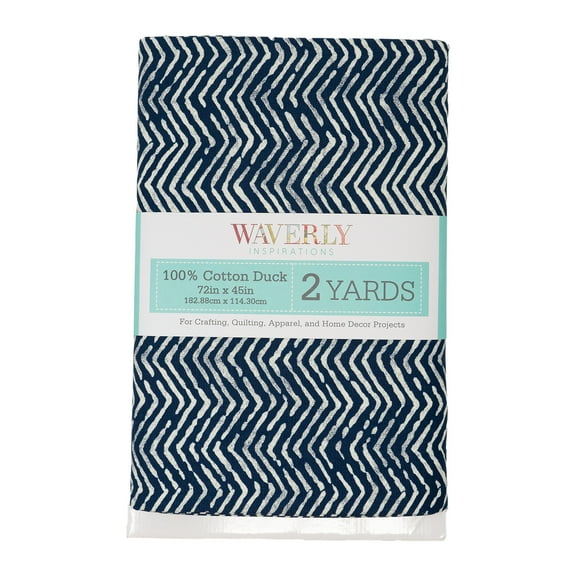Waverly Inspirations Cotton Duck 45" x 2 Yds Herringbone Navy Color Sewing Fabric, 1 Piece