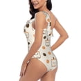 thumbnail image 5 of Yiaed Milk Tea Print Women One Piece Swimsuits Tummy Control One Shoulder Bathing Suits Pattern Ruffle Swimwear-X-Large, 5 of 8