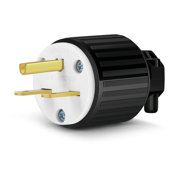 Male Plug End Grounded Plug Replacement, Horizontal 15A Amps 250V Volts