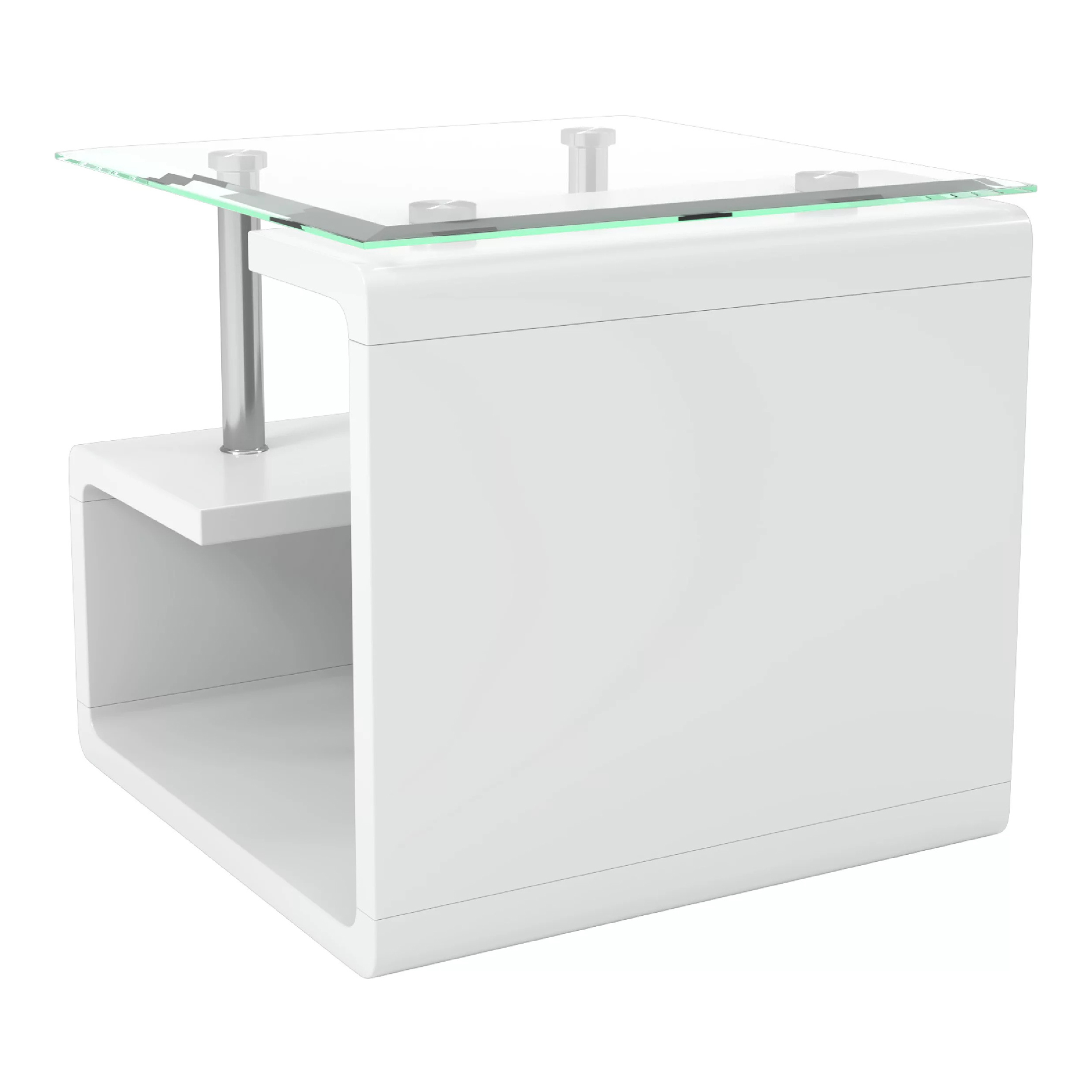 Furniture of America Neko Glass Top End Table, Glossy White