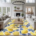 thumbnail image 3 of Hand Drawn Lemon Area Rugs 8'x10', Washable Small Throw Rugs for Living Room Patio, Blue Leaves Summer Tropical Botanical Indoor Outdoor Rug Non-Slip Low Pile Carpet Runner Reversible Floor Mats, 3 of 8