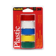 Scotch Colored Plastic Tape, 3/4 in x 125 in, Red, White, Blue, Yellow, Green