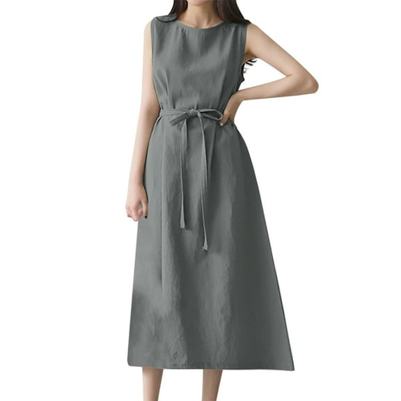 Sngxgn Women's Sleeveless Halter Midi Dress Bodycon Split Dresses(Grey,XXL)