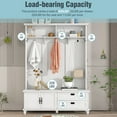 thumbnail image 3 of Bellemave Modern Hall Tree with Storage Cabinet, Shelves and 2 Large Drawers, Widen Entryway Storage Bench with 5 Coat Hooks Coat Rack for Hallway Mudroom Living Room Bedroom, Cool White, 3 of 11