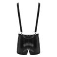 thumbnail image 5 of YONGHS Men Shiny Metallic Shoulder Straps Bib Overall Suspender Jumpers Shorts Hot Pants Bodysuit Black XL, 5 of 7