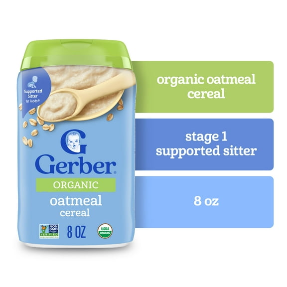 Gerber 2nd Foods Organic for Baby Grain & Grow Baby Cereal, Oatmeal, 8 oz Canister