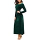 thumbnail image 3 of Vestido largo elástico de terciopelo fruncido de manga larga elegante para mujer Ormromra  WRMH-233-2, 3 of 5