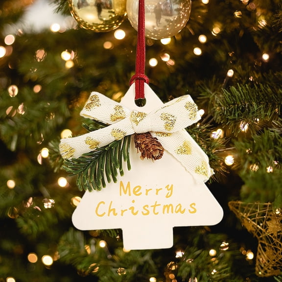ZZkhGO Small Christmas Pendants, Paper Car Mounted Tree Decorations for Scene Prop, Hanging Ornaments with Rope for Home Office Party, White