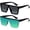 (2pack) Glossy Black + Mirrored Green, variant on Square Oversized Sunglasses for Women Men Big Flat Top Fashion Shield Large UV Protection Rimless Shades