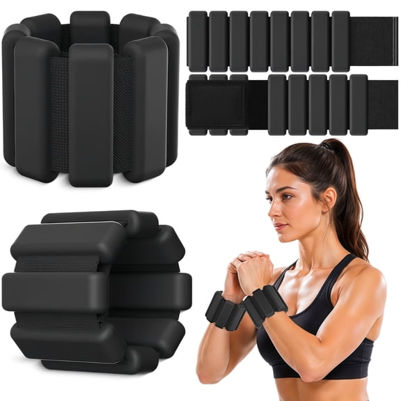Biiend Adjustable Ankle & Wrist Weights Set for Women & Men, 2 Pack 1lbs Removable Weighted Bands for Running, Yoga, Pilates, Walking, Home Workout Black