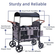 4 Seater Stroller Wagon for 4 Kids, Cuoote Kids Wagon Stroller with Large Storage Bag, Adjustable Canopy, Foldable Toddlers Wagon