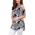 thumbnail image 2 of JustVH Womens Cold Shoulder Soild Color Casual Tunic Blouse Tops, 2 of 4