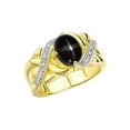 thumbnail image 4 of RYLOS Rings for Women 14K Gold Plated Silver Ring Classic 9X7MM Oval Gemstone & Diamonds Black Star Sapphire Jewelry Size 9.5, 4 of 8
