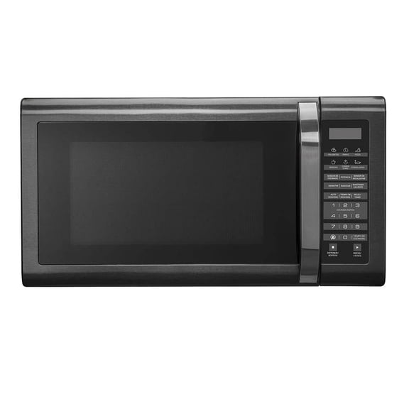Horno de Microondas GE 1.6 Pies Cúbicos Acero Inoxidable Negro y Acabado Espejo