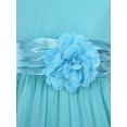 thumbnail image 5 of Manyakai Big Kids Girl's V Neck Bow Sash Wedding Bridesmaid Dance Prom Ball Gown Flower Dress Blue 2, 5 of 7