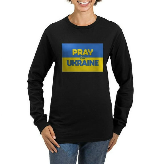 CafePress - Pray For Ukraine Long Sleeve T Shirt - Women's Long Sleeve Graphic Tee Casual Fit
