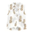 thumbnail image 4 of VNKIDY Womens V Neck Sleeveless Ruffle Trim Pineapple Print Tank Top For Summer Beach Vacations Casual Everyday Outings White XXXL, 4 of 4