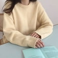 thumbnail image 1 of Suéter de punto suelto de estilo coreano de primavera, estilo holgado, para uso exterior, jersey de cuello redondo, suéter morado grueso para mujer, 1 of 5
