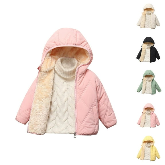 Girls Puffer Jacket Short Down Coat for Kids Autumn Winter Padded Outerwear Warm Hooded Style for School and Play