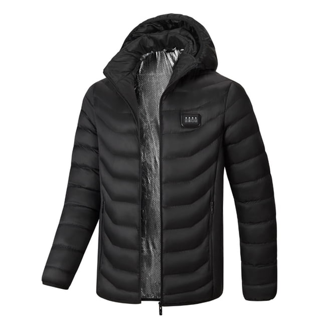 Electric Heated Jacket with Hood - 4-Level Temperature Control Cozy Outerwear for Cold Weather - M09-23 European Size S - Battery and Powerbank Not Included