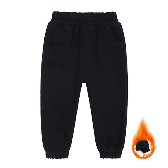 SonxaHe Toddler Boy Girl Pants Thick Lined Jogger Soft Leggings Child Winter Warm Unisex Pants Black,Sized 2-3