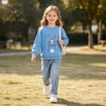 thumbnail image 5 of Spazoro Toddler Girls Cute Graphic Sweatshirts, Long Sleeve Soft & Stretchy Crew Neck 100% Cotton Tops Casual Pullover Shirts for Fall Light Blue Size 2-3 T, 5 of 9