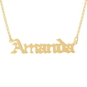 HEIGHTS JEWELERS Personalized Old English Gothic Name Necklace in 14K Gold-Plated Sterling Silver