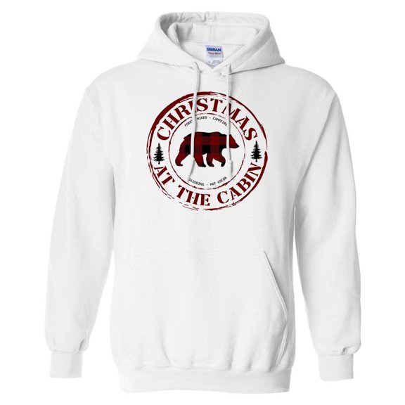 Christmas at the Cabin Hoodie Sweatshirt Unisex Large White