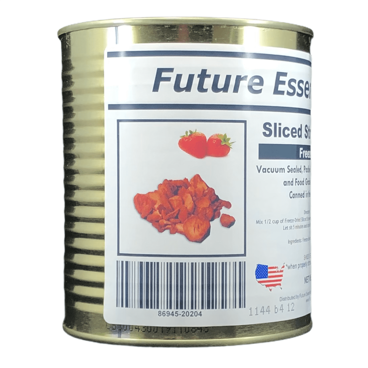 Future Essentials Freeze Dried Long Shelf Life Emergency Food Sliced Strawberries #2.5/ 2.2oz/Can- 12 Cans
